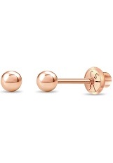 very nice rose 14k gold classic ball baby stud earrings 